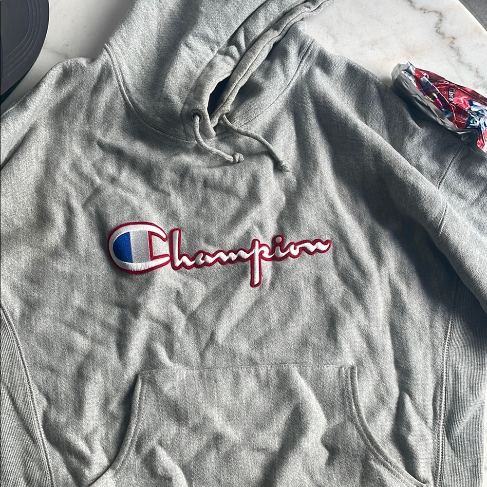 Champion Heather Gray Hoodie with Logo